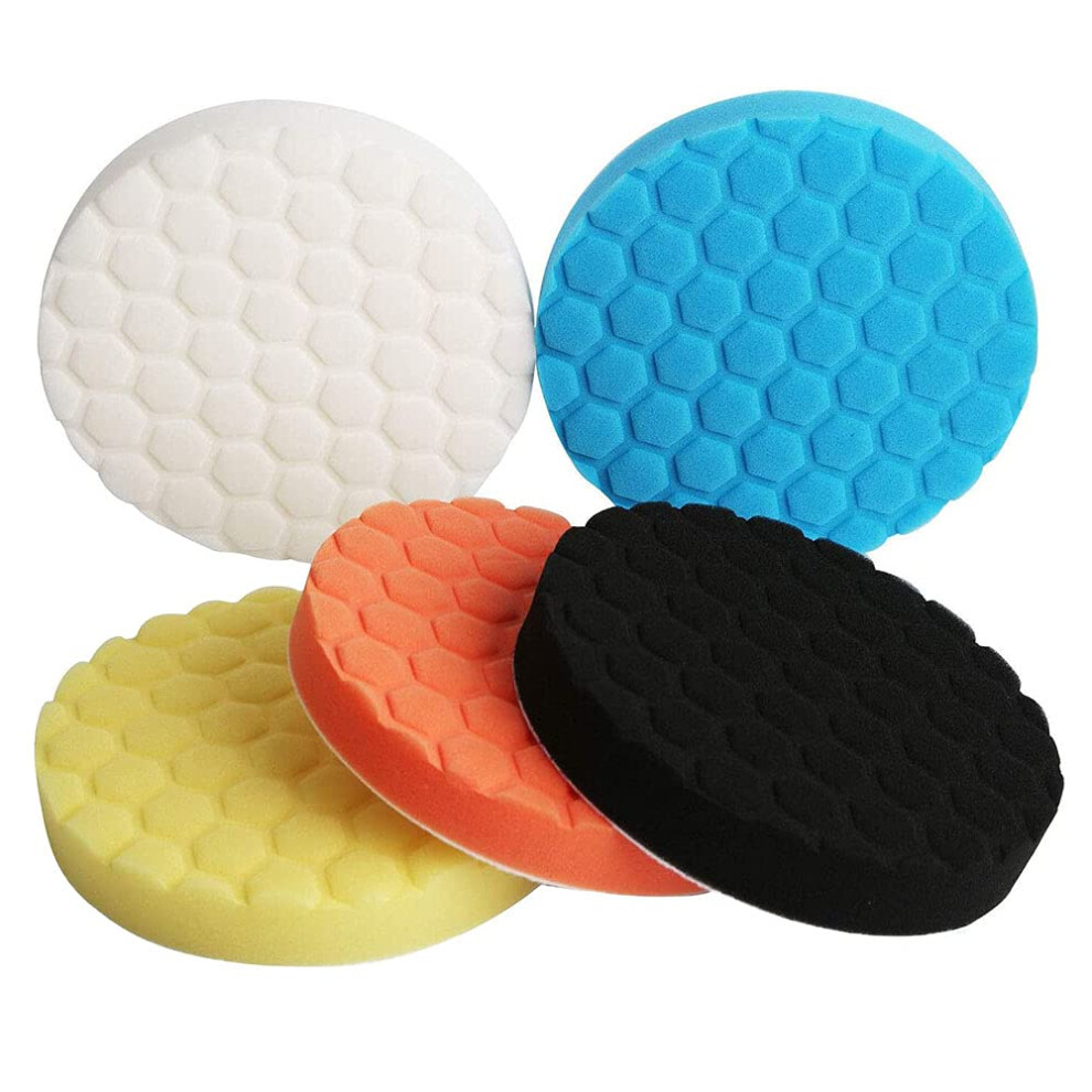 Ancllo 5 Pack Car Polisher 7 Inch Sponge Polishing Waxing Buffing Pads Kit Compound 5051226528873