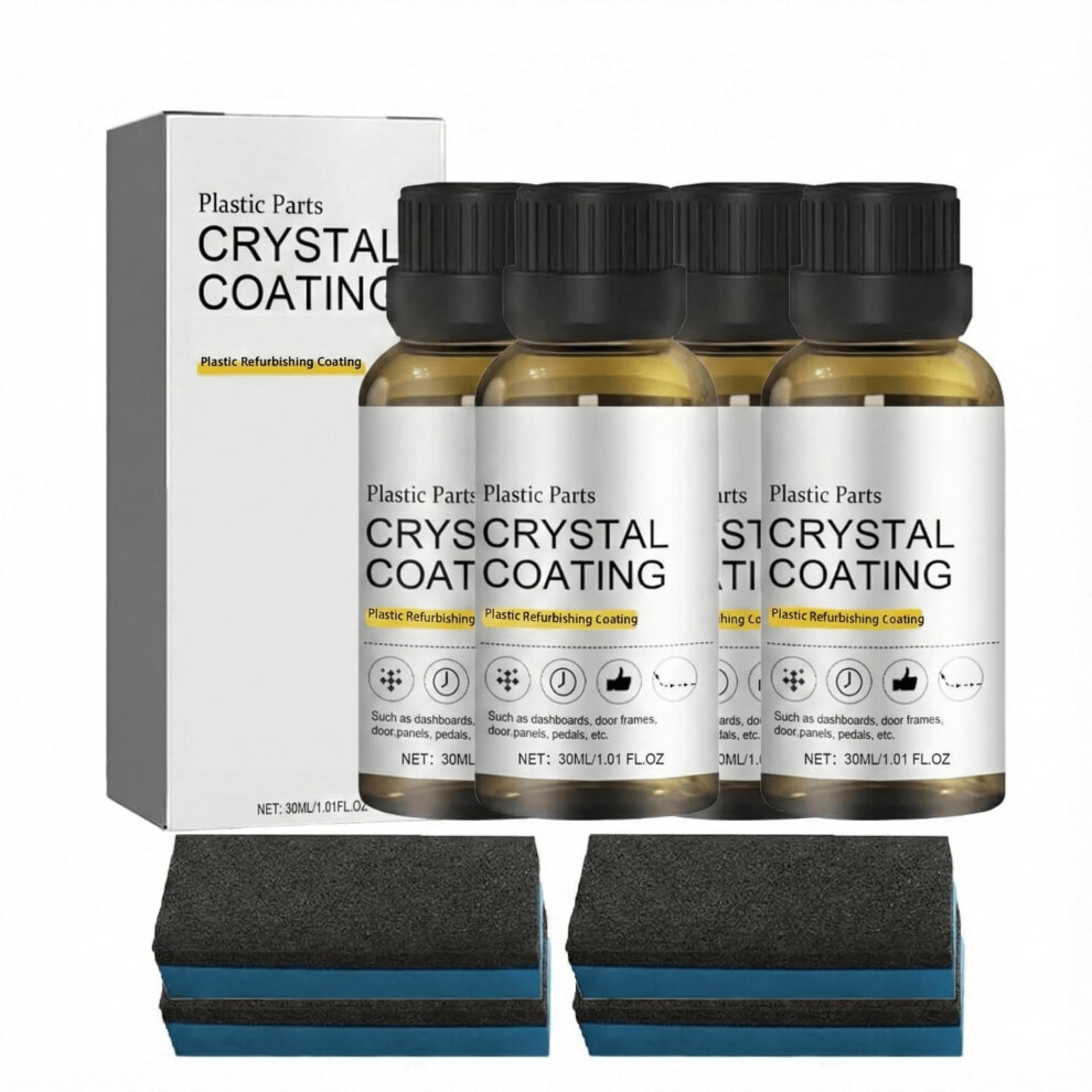 Weyusd Car Plastic Restorer Cleaner Kit - Crystal Coating Plastic Restoration For Interior Exterior - Trim Polish Refurbish Agent With Sponge Black 5051226515170