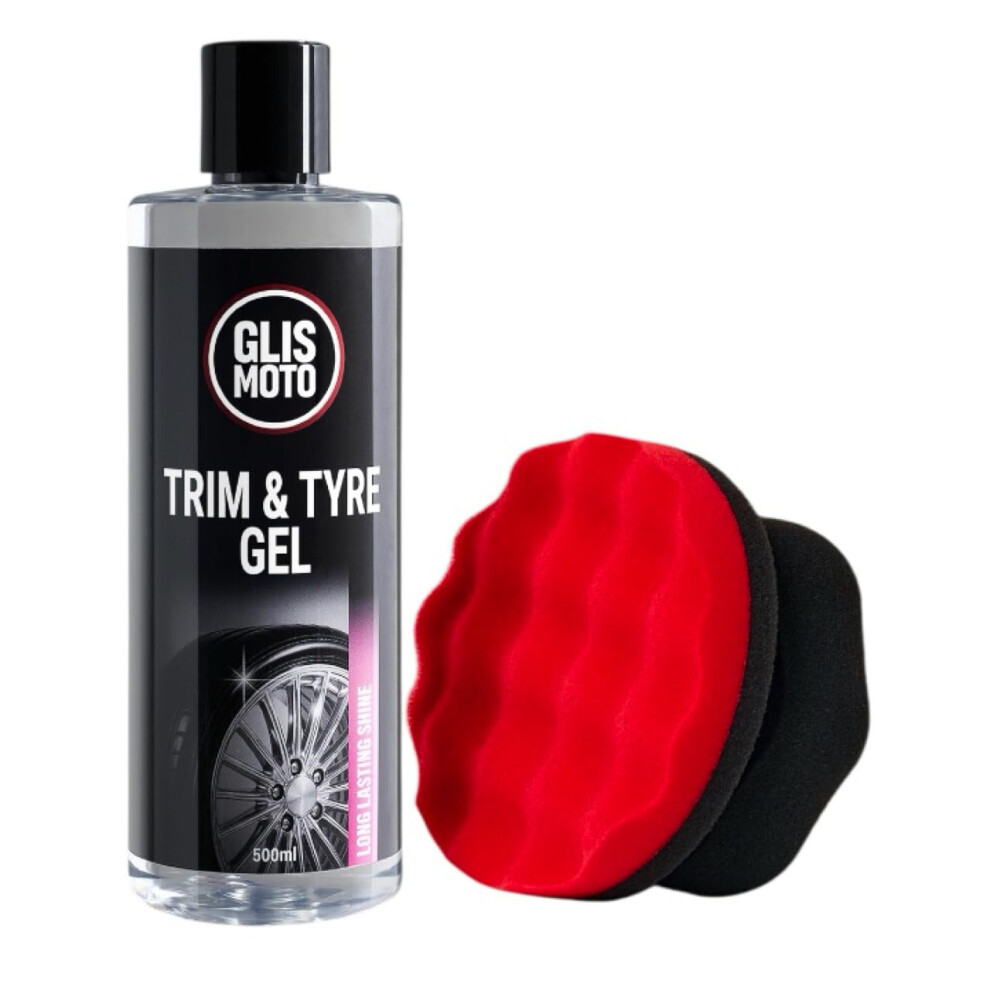 Glismoto Trim And Tyre Gel 500Ml + Applicator, Restores And Protects Faded Rubber And Plastics, Long Lasting Gloss Finish + Uv Protection 5051226513626