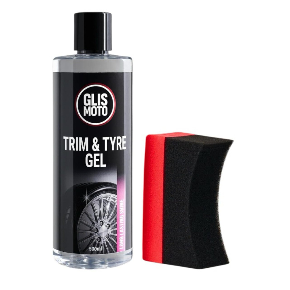 Glismoto Trim And Tyre Gel 500Ml + Applicator, Restores And Protects Faded Rubber And Plastics, Long Lasting Gloss Finish + Uv Protection 5051226513305