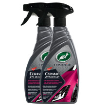 Turtle Wax Hybrid Solutions Ceramic 3-in-1 Detailer, Waterless Car Detailing Spray, 500ml, Pack of 2, Fruity Scent, Acts as a Car Wash