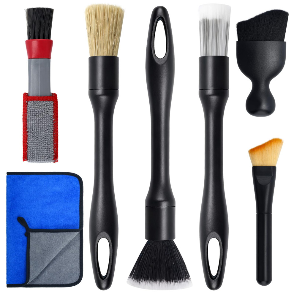 Car Detailing Brushes Set,7Pcs Car Interior Cleaning Brush With Microfiber Towel,Dust Removal Brush With Non-Scratch Ultra-Soft Bristles,Car Interior 5051226515095