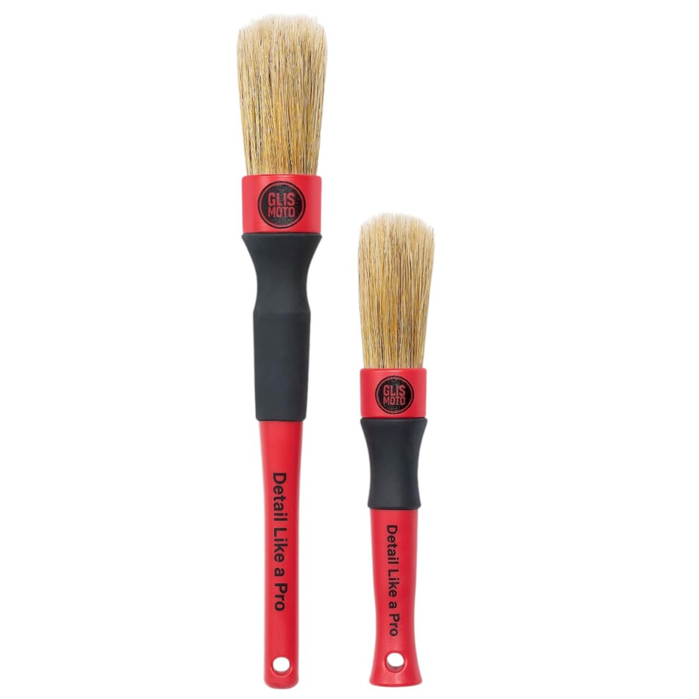 Glismoto Detailing Boar Brush Set Â 2 Piece Car Detailing Brushes With Stiff Boar-Style Bristles | Interior & Exterior Cleaning For Wheels 5051226514791