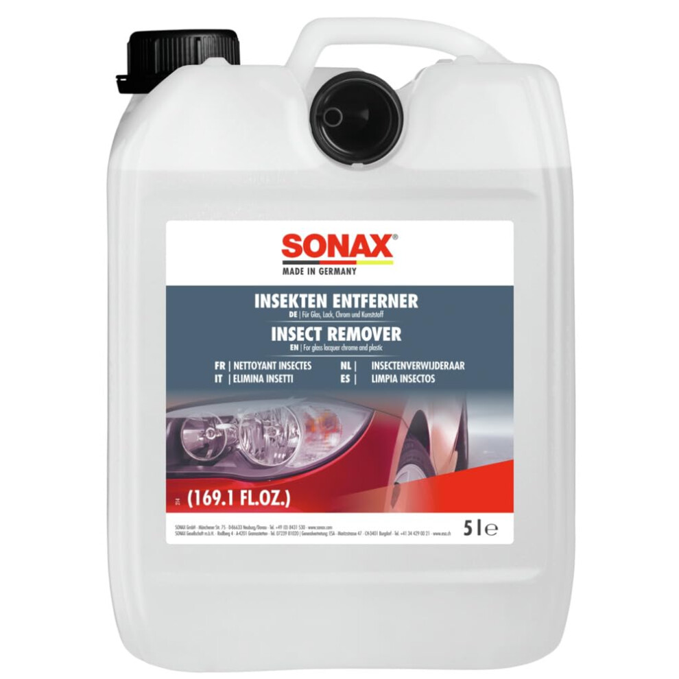 Sonax Insect Remover (5 Litres) - For Glass, Paintwork, Chrome And Plastics. Quickly And Easily Removes Insect Residue | Item-No. 05335000 5051226518652