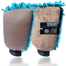 Sudz Budz Premium Microfibre Chenille Car Washing Mitt 2 Pack | 2-in-1 Double-Sided Scrubber and Fleece Mitts. Soft, Durable, No Scratch