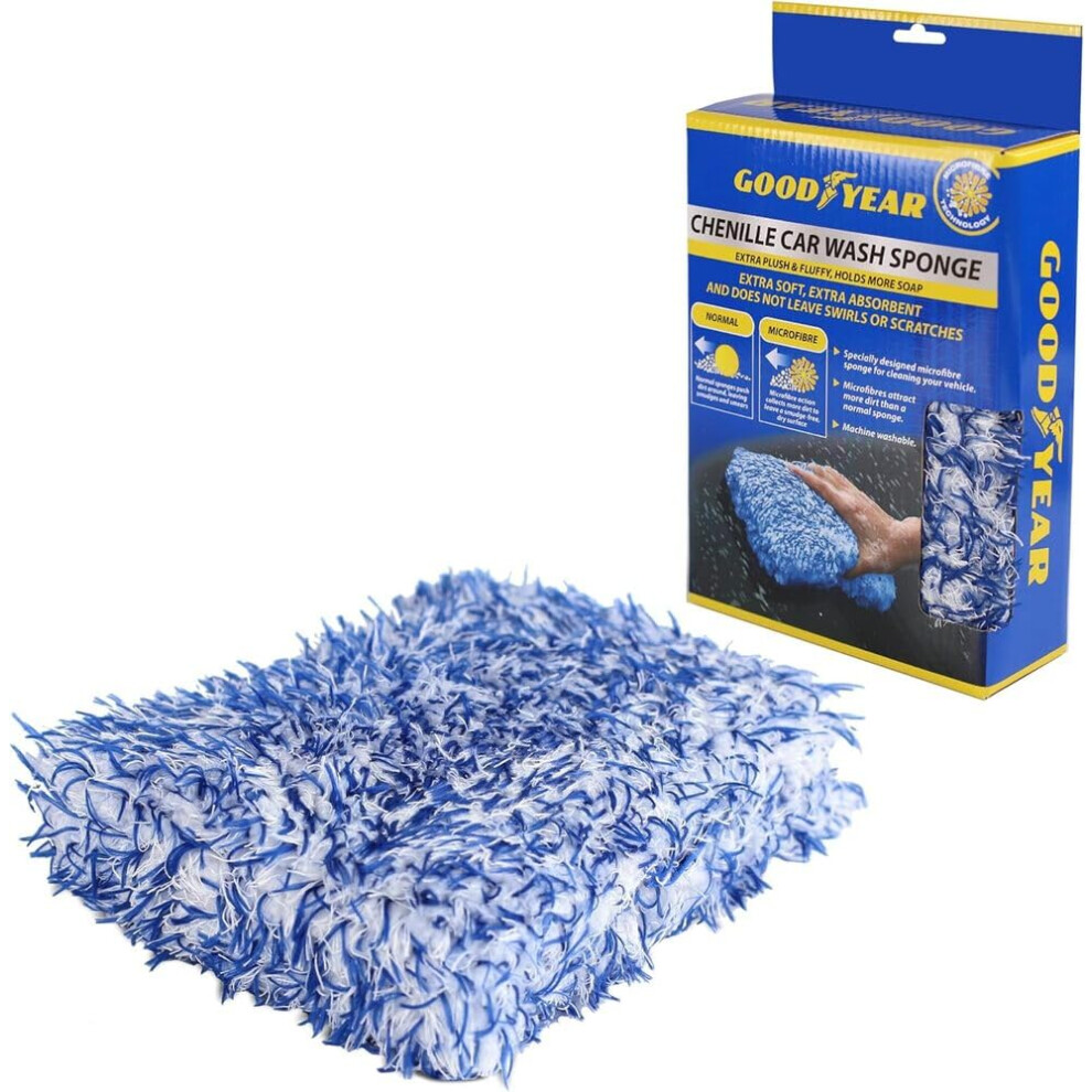 Goodyear Chenille Luxury Sponge Specially Designed Microfiber Sponge| Machine Washable |Absorbent, Durable 5051226527777