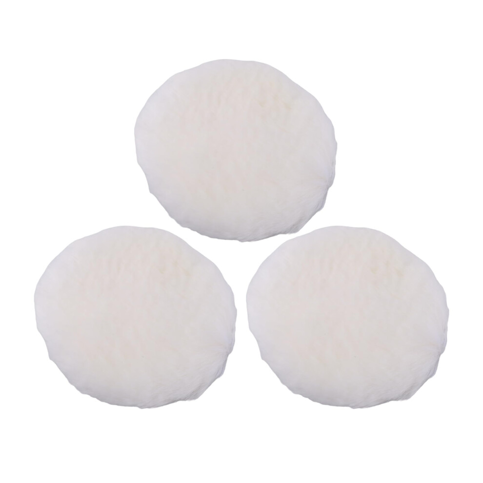 Partuto 3Pc 6" 150Mm Universal Wool Polishing Buffing Pad - Auto Woolen Buffing Waxing Pad Car Polisher Buffer Drill Attachment Hook & Loop Wool White 5051226510397