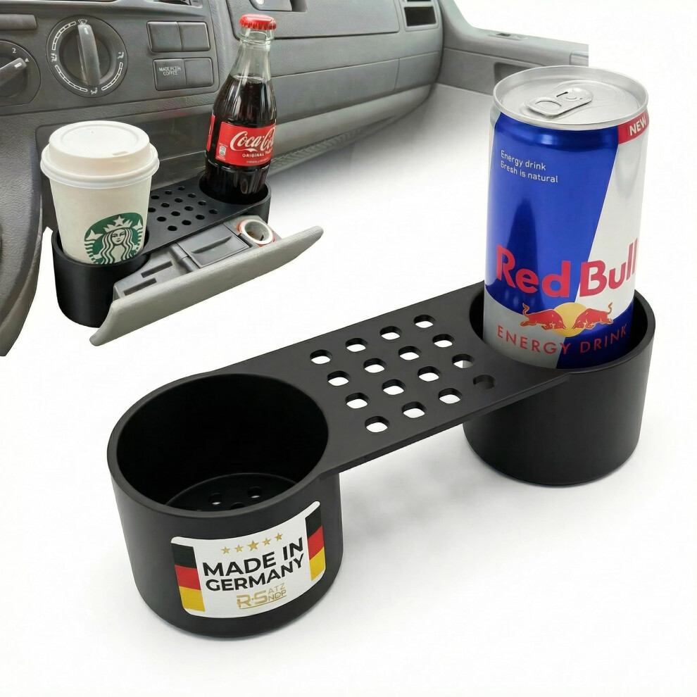 R-Satz Shop Cup Holder Suitable For Vw T5 T5.1 Transporter For Centre Console - Drink Holder Volkswagen T5 Black 5051226541582