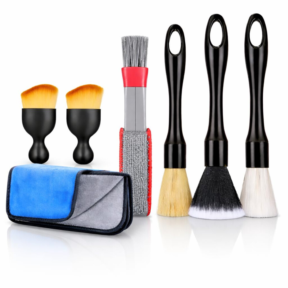 Eidanz Car Interior Cleaning Brush Set, 7-Piece Car Detailing Brushes With Microfiber Towel, Soft Non-Scratch Bristles For Interior 5051226515941