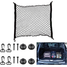 Cargo Net, Stretchable Elastic Nylon Storage Net, Car Storagenet Car Boot Nets Universal Storage Nylon Nets with 4 Hooks for Automotive Van SUV