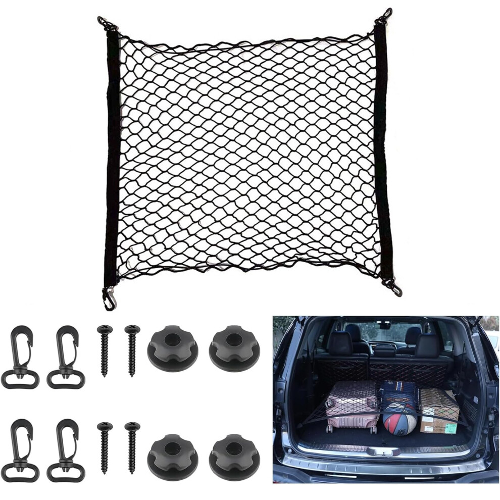 Cargo Net, Stretchable Elastic Nylon Storage Net, Car Storagenet Car Boot Nets Universal Storage Nylon Nets With 4 Hooks For Automotive Van Suv 5051226540264