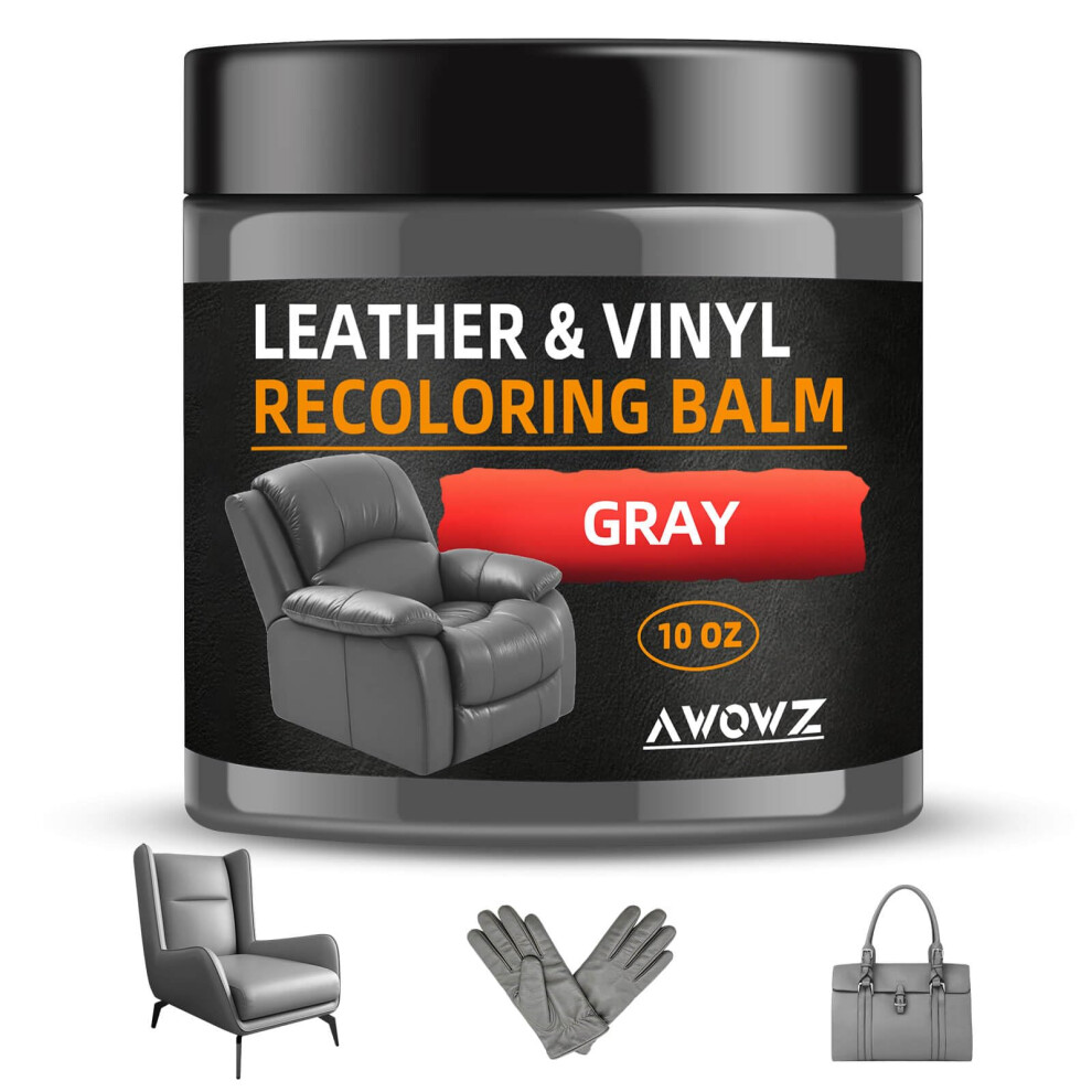 Awowz Leather Recoloring Balm - Scratch Repair & Color Restore Kit For Faded Leather, Couch & Car Seats - 10Oz Leather Restorer Balm For Furniture 5051226522598