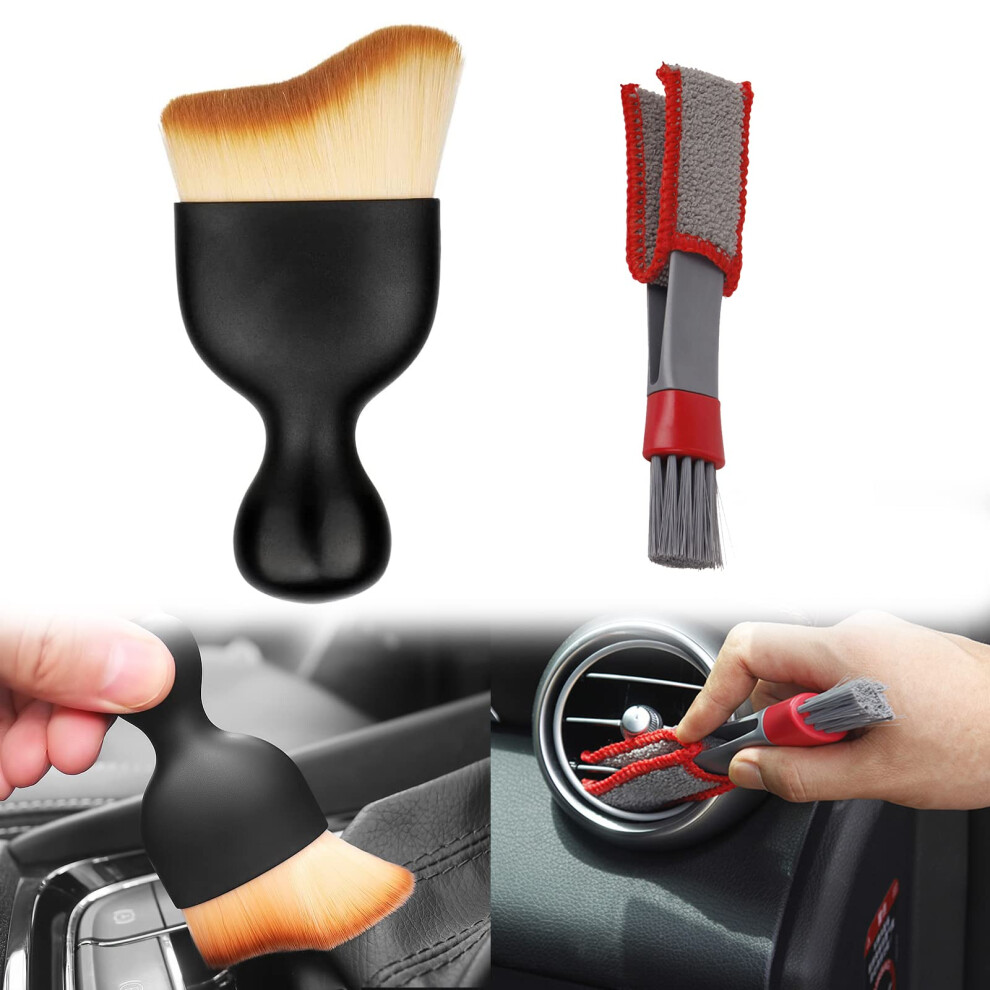 Interior Car Cleaning Kit, 2Pcs Car Detailing Brushes Car Air Ven Cleaning Brush Car Duster Brush Car Interior Brush For Cleaning Air Vent Dashboard 5051226521447