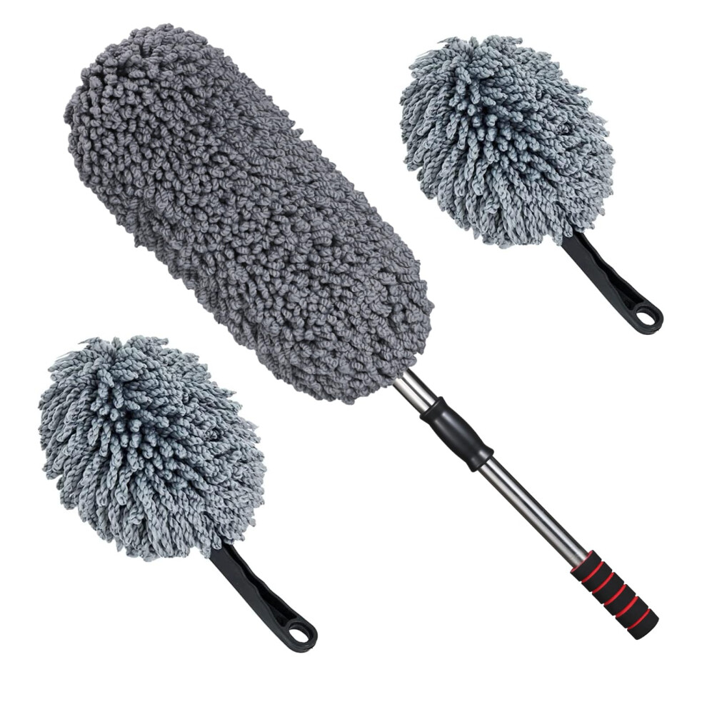 Ipely 3 Pack Large Microfiber Car Duster Exterior Scratch Free With Extendable, Car Duster Interior Multipurpose Dust Cleaning 5051226520822
