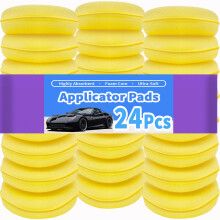 Polish applicator pad,24 Pcs Car Polishing Pads,High Density Microfiber Soft Polishing Sponges, Round 4 inch for Car Wax Applicator Pad,Yellow (24 PC