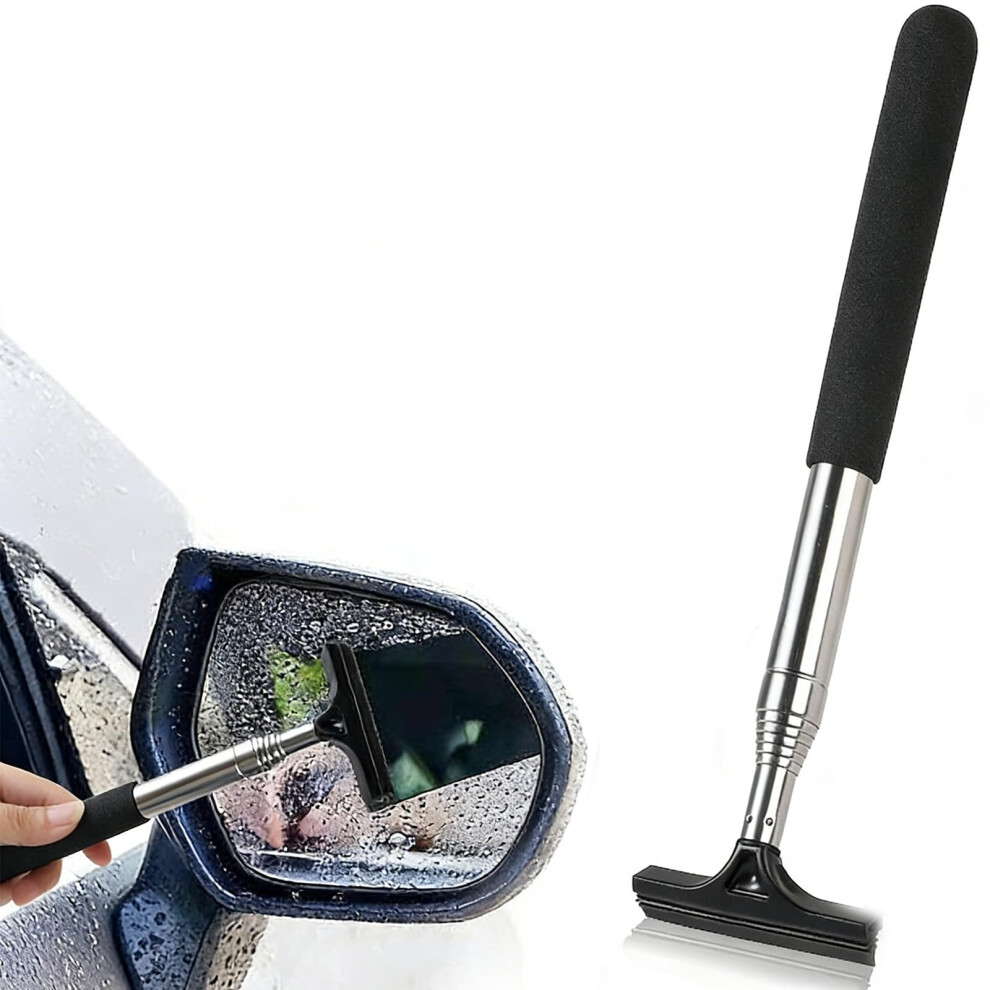 Auto Rearview Mirror Wiper, Retractable Window Squeegee, Waters Side Mirror Wiper With Telescopic Long Handle,Snow Brush & Ice Scraper Car 5051226523090