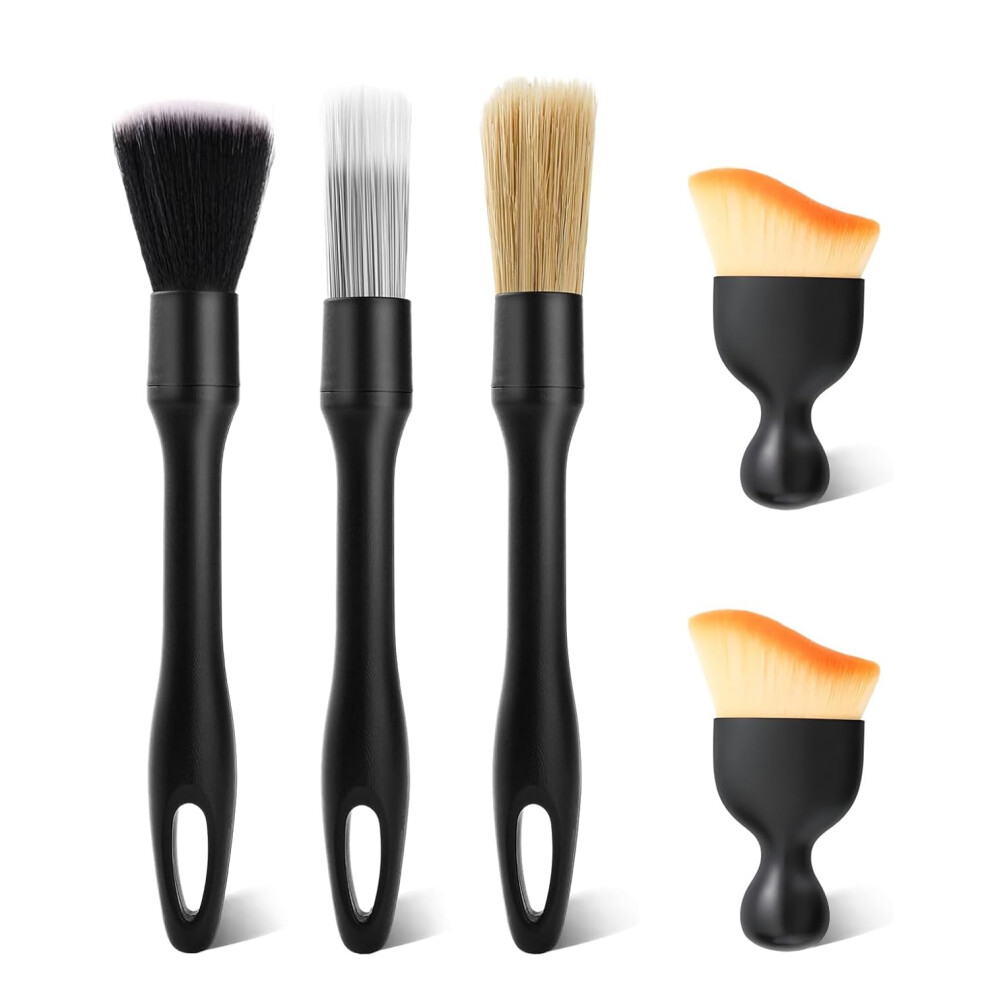 Car Detailing Brushes, 5 Pcs Car Cleaning Brush Set, Car Interior Cleaning Brush Kit For Automotive Interior Exterior Trim Rim Dashboard Air Vents 5051226519215