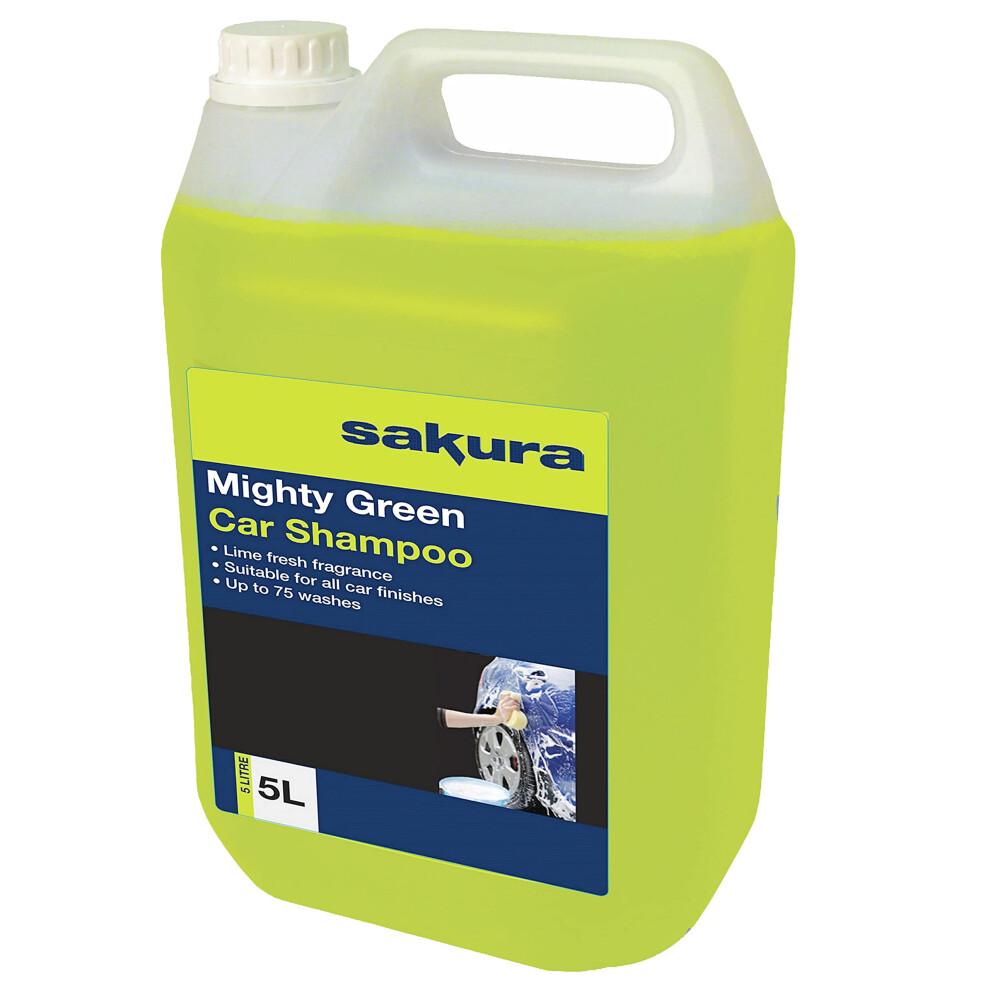 Sakura 5L Mighty Car Wash Shampoo Ss4619 Â For All Vehicle Paint Finishes - 75 Washes (Packaging May Vary) Green 5051226517945
