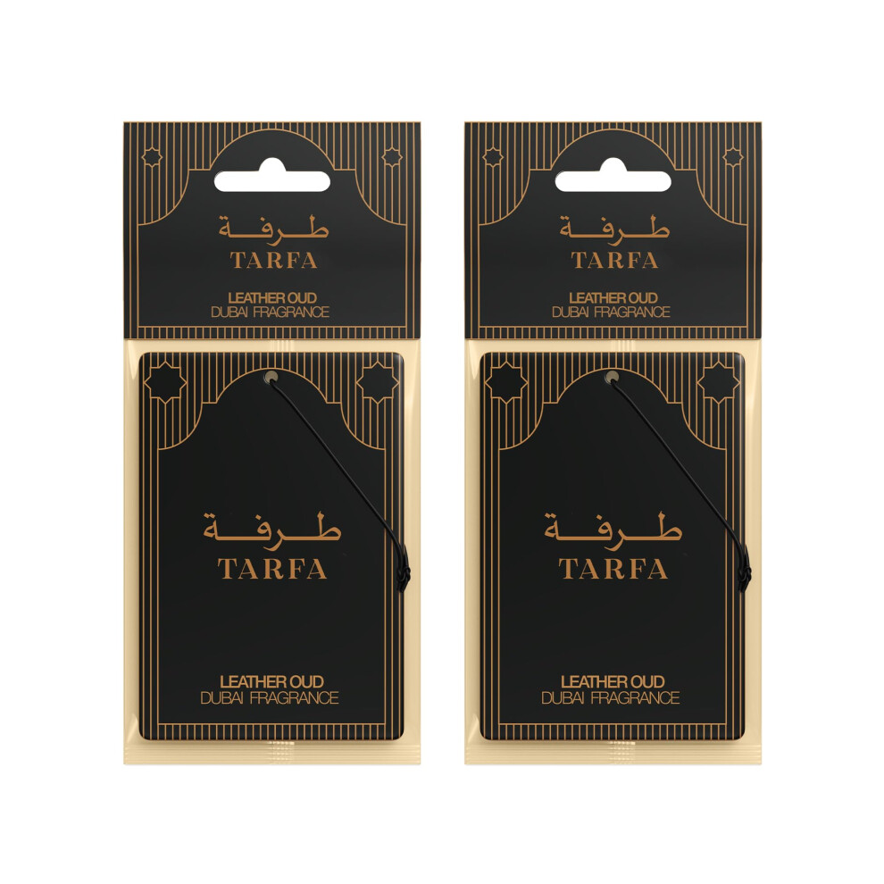 Tarfa Leather Oud Car Air Freshener 2 Pack Â Dubai Formulated Oil-Based Carded Car Fresheners | Strong Long-Lasting Luxury Oud & Leather Scent | Uk 5006276648477