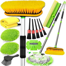 DGHEYQT 62'' Car Wash Brush with Long Handle, Car Wash Kit with Tire Brush, Tower, Window Squeegee, Chenille Microfiber,Car Detailing Brushes