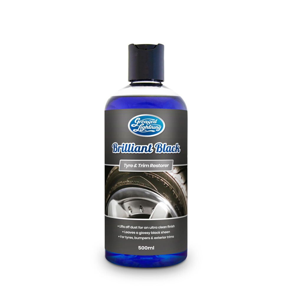 Greased Lightning Brilliant Tyre & Trim Restorer - Restores New Look Shine To Car Tyres And External Trims, Quick And Easy Application - 500Ml Black 5051226522093