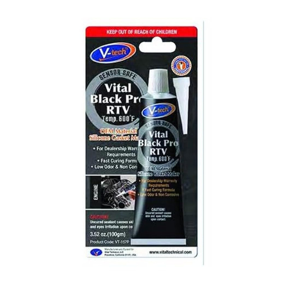 V-Tech Vt-157P Vital Professional Rtv Silicone Instant Gasket Maker 100Gm Black 5051226521164