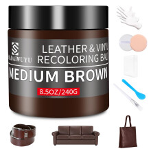 Leather Recoloring Balm,8.5oz Leather Color Restorer,Medium Brown Leather Repair kit for Furniture and Car Interior,Leather Couch Scratch
