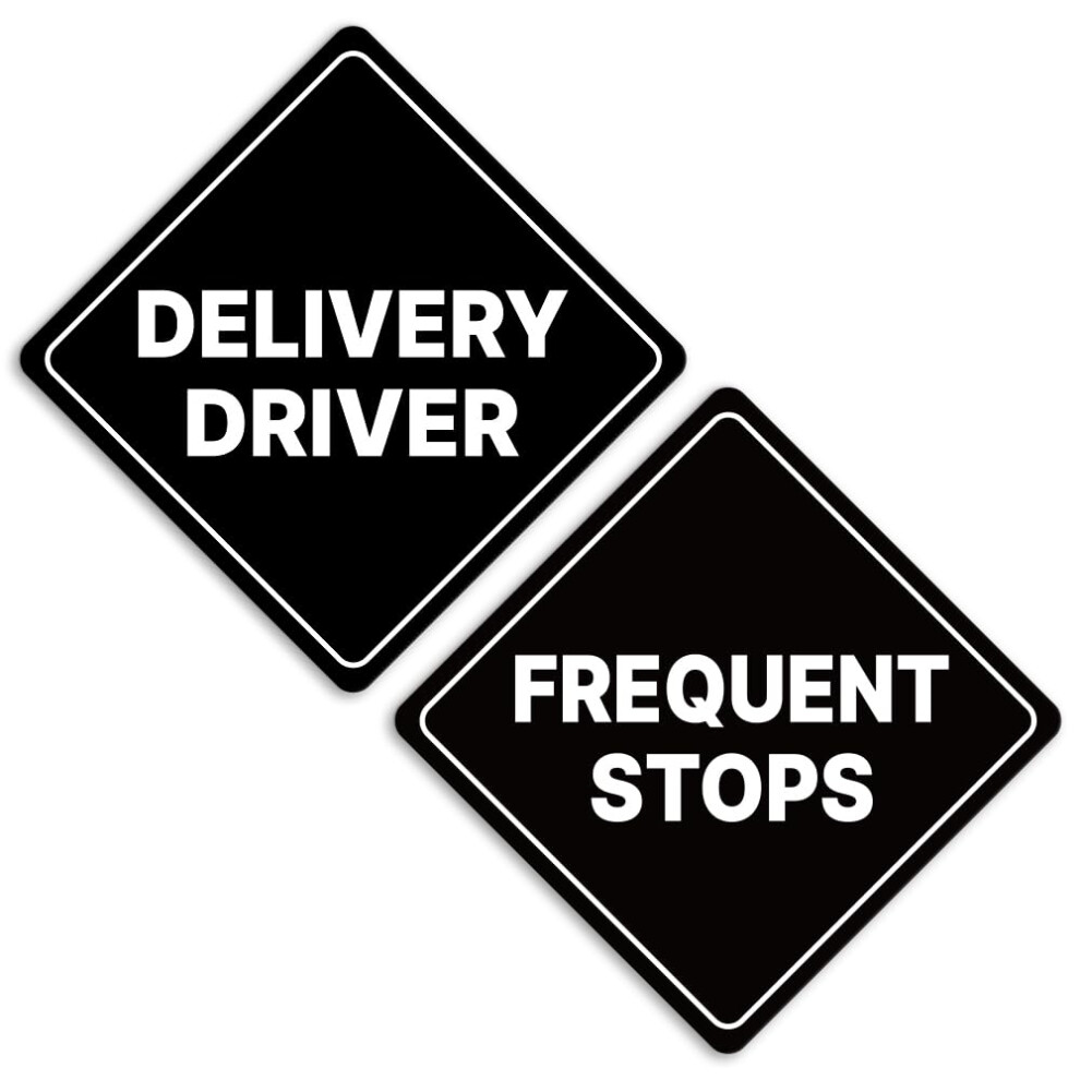 Geekbear Delivery Driver Frequent Stops Car Sign - Sticker Or Magnet & Color Options, Weather-Resistant - Diamond Shape 6.8 X 6.8 In 5051226548420