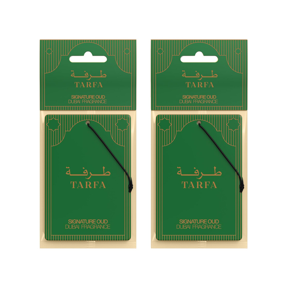 Tarfa Signature Oud Car Air Freshener 2 Pack Â Dubai Formulated Oil-Based Carded Car Fresheners | Strong Long-Lasting Oud Scent | Uk Manufactured 5051226530166