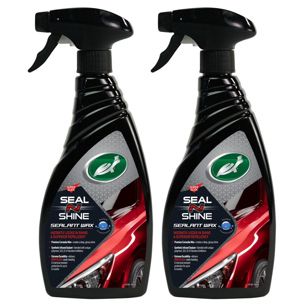 Turtle Wax Seal & Shine Spray Wax Sealant - 500Ml X 2 Pro Valeting & Detailing Car Care - Hydrophobic Synthetic Sealants With Carnauba Wax 5051226524103