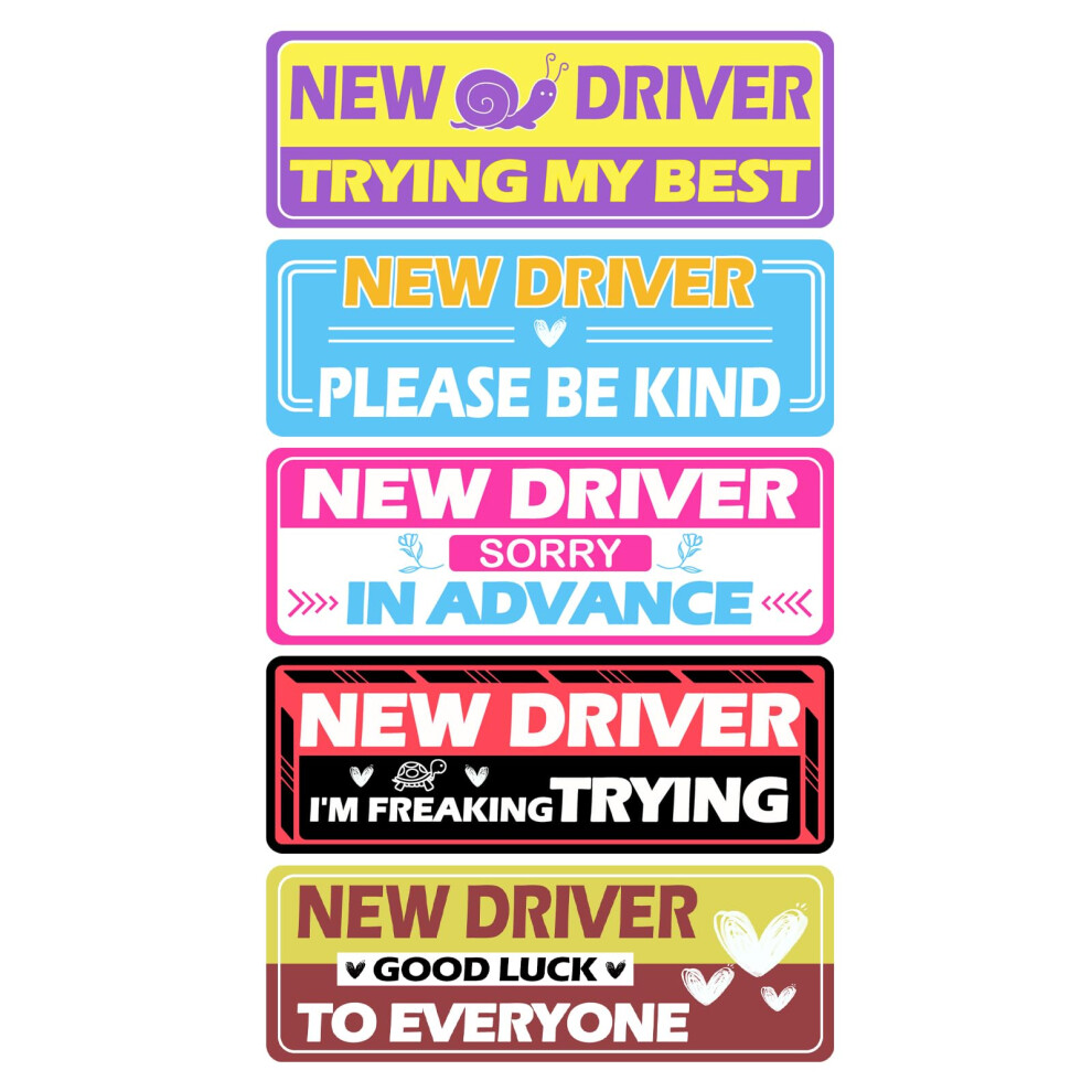5Pcs Magnetic Car Stickers For Beginners, New Magnetic Sign Student Driver Warning Stickers Suitable For Students Novices Learner As Auxiliary 5051226541797