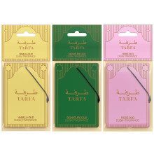 TARFA Luxury Car Air Freshener 3 Pack – Vanilla, Signature & Rose Oud | Dubai Formulated Oil-Based Carded Fresheners | Strong Long-Lasting Car Scent