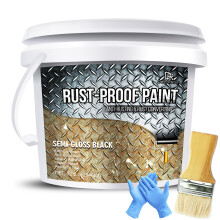 DecorRom Rust Converter Paint - 946ml Rust Converter for Metal, Water-Based Reformer & Primer - Semi-Gloss Black Anti-Corrosion Coating