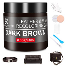 Leather Recoloring Balm,8.5oz Leather Color Restorer,Dark Brown Leather Repair kit for Furniture and Car Interior,Leather Couch Scratch