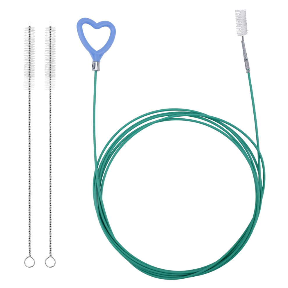 Sunroof Drain Cleaning Tool, 118In Long Wire Pipe Cleaner With 2 Straight Flexible Cleaning Brushes Heart Handle Design Drain Snake Unclogger Hole 5051226520136