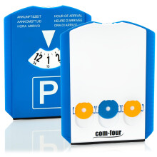 com-four 2x parking disc with ice scraper, rubber lip and shopping cart chip - plastic parking meter (02 pieces - parking disc with chip)