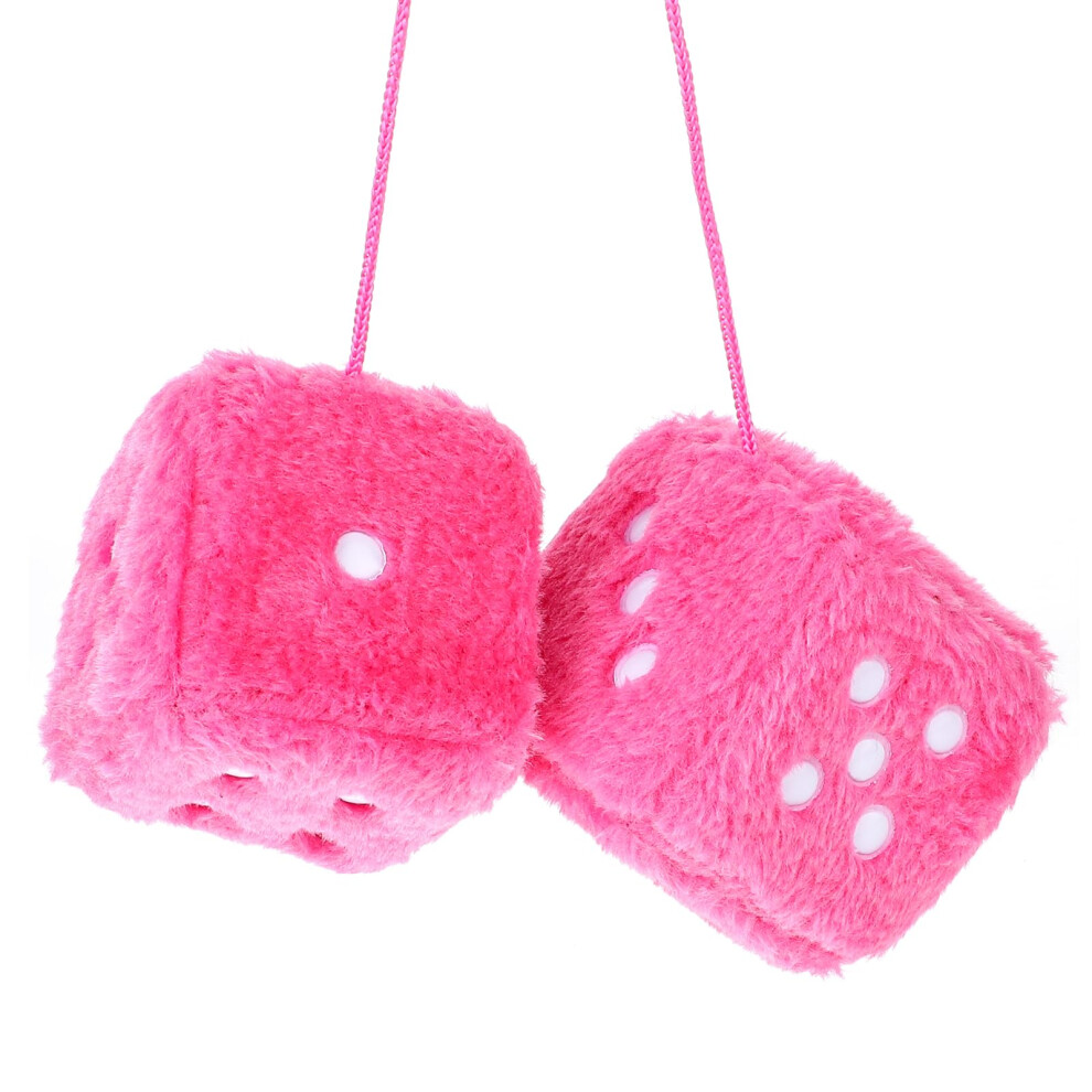 Pair 3Â Fuzzy Plush Dice, Retro Square Car Dice With Dots Cute Soft Plush Rearview Mirror Decor Rear View Mirror Hanging Accessories For Pink/White 5051226542824