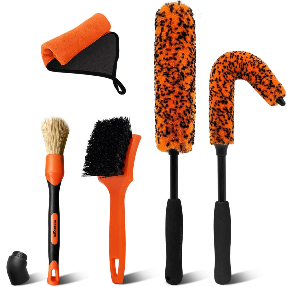 Yeewayveh 5Pcs Car Wheel Cleaning Kit, 2-Size Bendable Wheel Rim Brushï¼Tire Brush And Car Detailing Brush 5051226519680