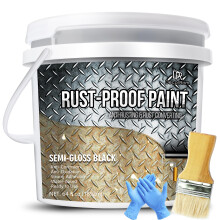 DecorRom Rust Converter Paint - 1,892ml Rust Converter for Metal, Water-Based Reformer & Primer - Semi-Gloss Black Anti-Corrosion Coating