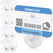 Wicked Chili 8x Parking Permit, Ticket and Note Holder for Car Windscreen, Clips with Removable Suction Cup, Avoid parking fine, Set of 8