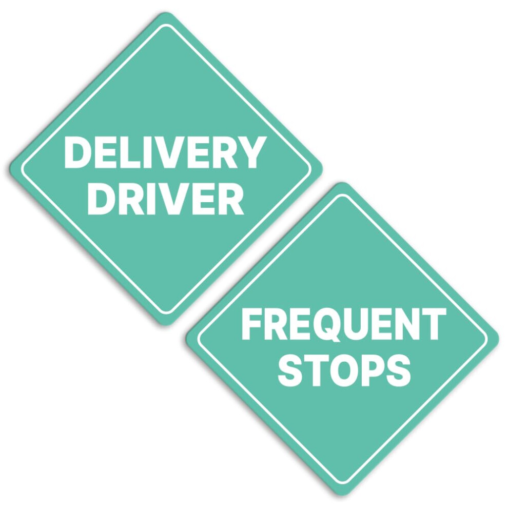 Geekbear Delivery Driver Frequent Stops Car Sign - Sticker Or Magnet & Color Options, Weather-Resistant - Diamond Shape 6.8 X 6.8 In 5051226549304