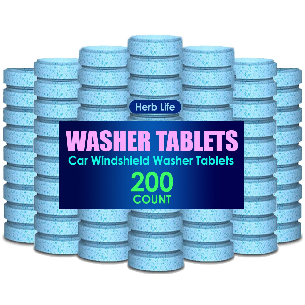 Herb Life 200 Pcs-Car Windshield Washer Tablets, Glass Cleaner, Concentrated Effervescent Tablets 5051226518003