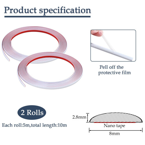 10M(5M*2 Rolls) White Flexible Moulding Trim,Self-Adhesive Decorative Edging Strip for Tile, Wall, Mirror, Ceiling, Floor, Panel 1