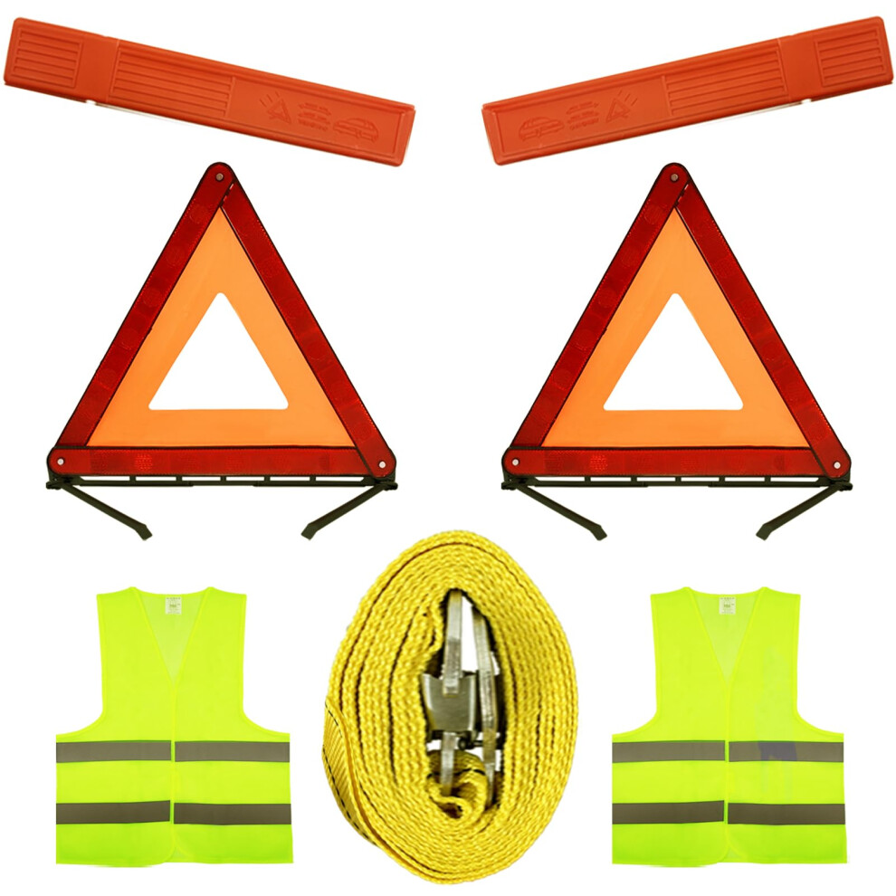 Jnbgtu 5Pack Warning Triangle Kit For Car Breakdown Roadside Emergency Hazard, Include 2 Warning Triangle, 2 High Visibility Vest 5051226533242