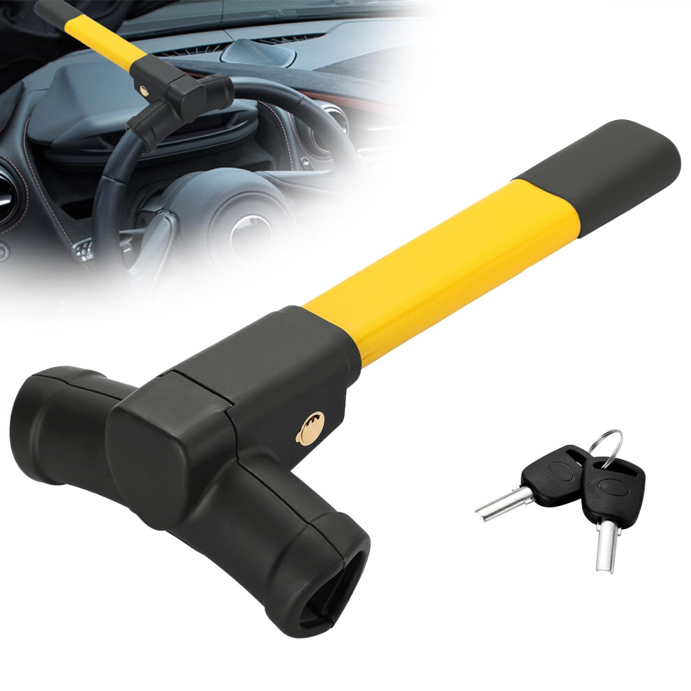 Dasbet Anti-Theft Car Steering Wheel Lock Retractable Safety Security Lock Universal Car Security Steering Device With 2 Keys T-Bar Wheel Claw For 5051226545283
