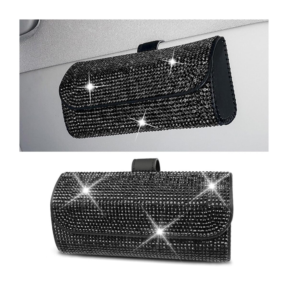 Jnnj Car Glasses Holder Bling For Sun Visor, Car Sunglasses Case Holder Decorated With Rhinestones White/Black/Grey 5051226533846