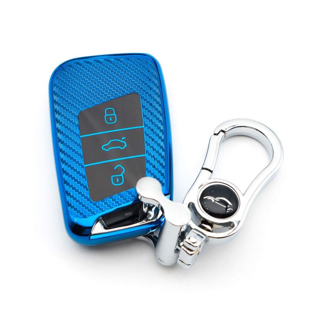 M.jvisun Soft Carbon Fiber Finish Car Key Fob Cover For Volkswagen Arteon Atlas Golf Alltrack Jetta Passat Taos Sel For Tiguan For Skoda Kodiaq 5051226543814