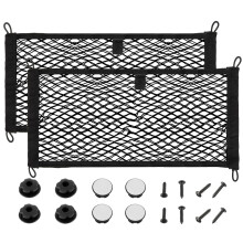 JAMHER 65x25cm Universal Mesh Cargo Net Elastic String Net Mesh Net Pouch Double Layer Cargo Net with Screws & Hooks for Trunk RV Boats Home Cargo