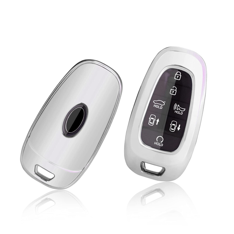 Gafat Hyunda-I Tucson Nx4 / Ioniq 5 / Nexo/Sante Fe 2021 2022 2023 2024 Key Case, Car Remote Controls Protective Case, Tpu Silica Gel Car Key (Silver) Silver 5051226545955