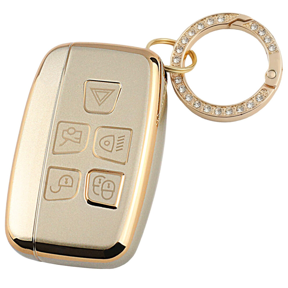 Qiulifan Key Cover For Land Rover Range Rover Discovery Sport Defender Evoque Velar Jaguar Xf Xe Xj Xjl F-Pace F-Type 5 Button Tpu Key Case With 5051226543722
